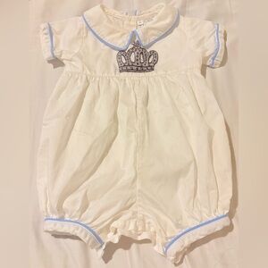 RACHEL RILEY Heritage Collection Boys Crown Embroidered Collared Playsuit Size3M